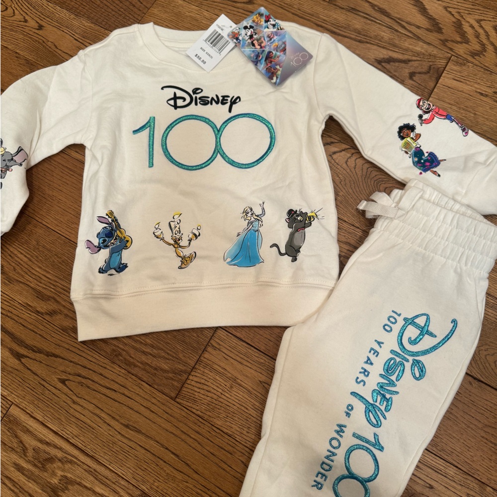 DISNEY 100 sweatshirt and jogger girls set XXS (3)
